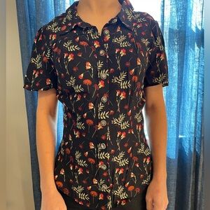 Modcloth Black Floral Blouse